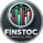 he logo features financial elements like candlestick charts and uses a combination of green, red, blue, and white colors. The text "Finstoc" and "Financial talk" is included in a clean, modern font. The logo has a round shape and a very dark black background to make the colors pop, and it has a three-dimensional, realistic look. The design is simple and minimalistic, reflecting the professional nature of the financial industry